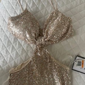 Champagne gold sequined dresses